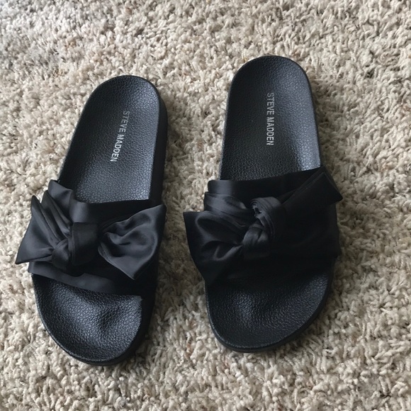 steve madden bow slides black